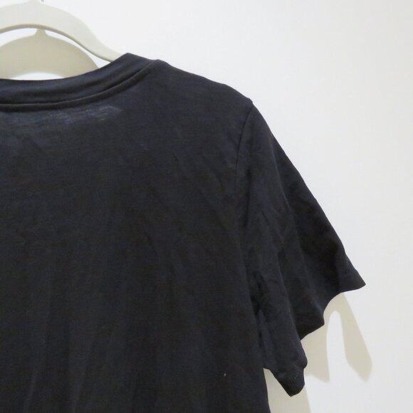 EILEEN FISHER Organic Cotton Slubby Jersey V-Neck Dress Black Minimalist Casual - Picture 12 of 14